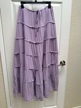 Tiered Lavender Maxi Skirt with Drawstring Waist